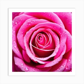 Pink Rose With Water Droplets 4 Art Print