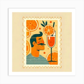 Man with Aperitif Spritz on a Postage Stamp Art Print