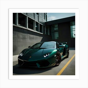 A Red Ferrari Dark Green Lamborghini Art Print