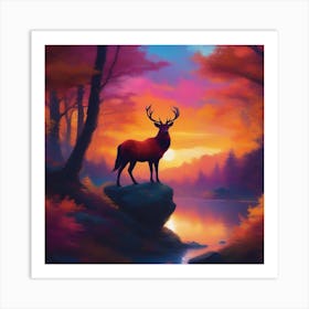 Deer In The Forest 13 Art Print