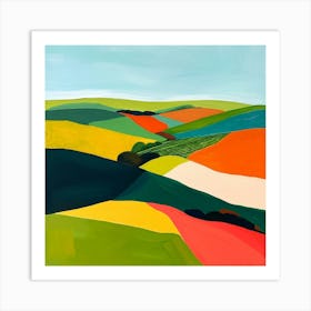 Colourful Abstract The South Downs England 4 Art Print