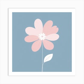 A White And Pink Flower In Minimalist Style Square Composition 348 Art Print