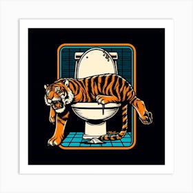 Tiger In The Toilet 4 Art Print