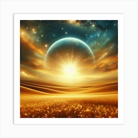 Space Landscape With Starry Sky Art Print