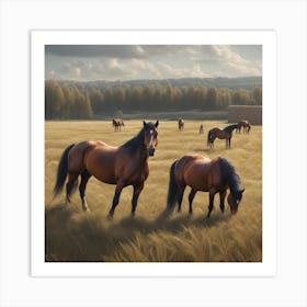 Horses In The Field 20 Art Print