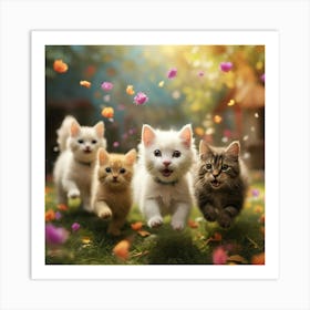 Kittens Running Art Print