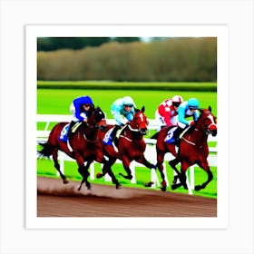 Horses Race On Track In England (23) Art Print