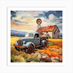 Old Truck In The Field 1 Art Print