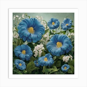 Klimts Would Love These Flowers Light Blue (1) 2 Art Print