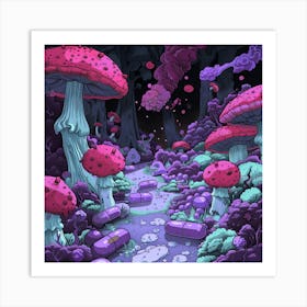 Mushroom Forest 3 Art Print