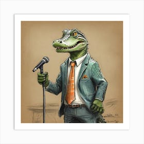 Alligator In A Suit Art Print