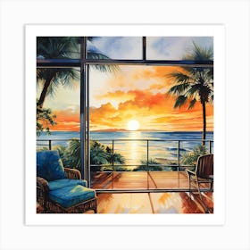 Sea Breeze Sunset: Watercolour Escape Art Print