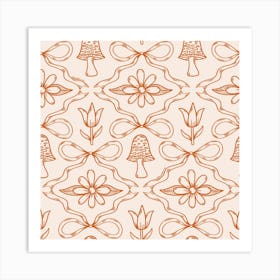 Spring Toile Print In Orange Art Print