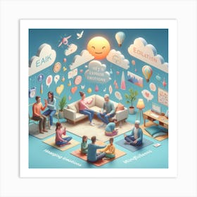 Isometric Concept Of Family Art Print