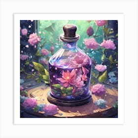 Bottle Of Flowers Art Print