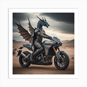 Dragon On Motorcycle 03 Art Print