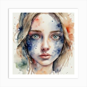 Watercolor Of A Girl 17 Art Print