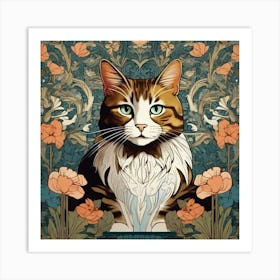 william morris Cat In Flowers Art Print