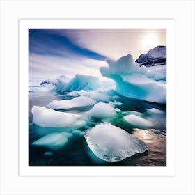 Icebergs In The Water Art Print