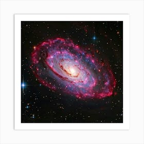 A Mesmerizing Spiral Galaxy Explosion Dappled In The Hues Of Pink And Red Celestial Bodies Transiti (7) Art Print