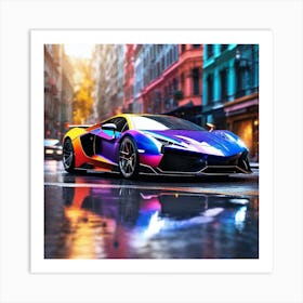 Rainbow Lamborghini Art Print