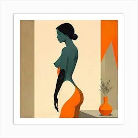 Elegance in Silence: An Abstract Female Nude Painting Art Print