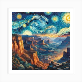 Van Gogh Painted A Starry Night Over The Grand Canyon 3 Art Print