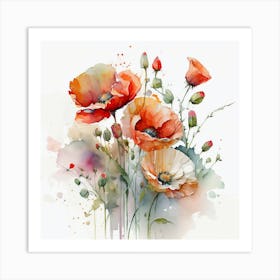 Poppies Watercolor Art Print
