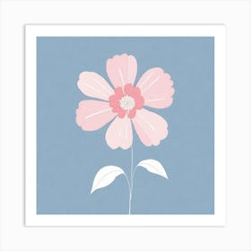 A White And Pink Flower In Minimalist Style Square Composition 477 Art Print