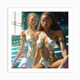 Two Girls In Gold Art Print