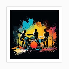 Drums On A Black Background Art Print