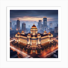 Hong Kong City At Night Art Print