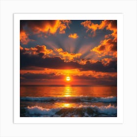 Sunset Over The Ocean Art Print