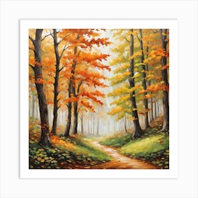 Forest In Autumn In Minimalist Style Square Composition 300 Art Print