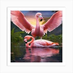 Pink Flamingos Art Print