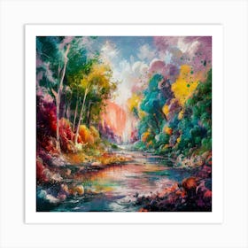 A stunning oil painting of a vibrant and abstract watercolor 2 Art Print