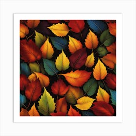 Autumn Leaves Seamless Pattern Art Print