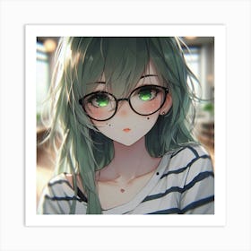 Anime Girl With Glasses Art Print