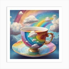 Rainbow Tea Cup Art Print