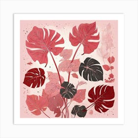 Pink And Red Plant Illustration Monstered Thai Cons tell 1 Art Print