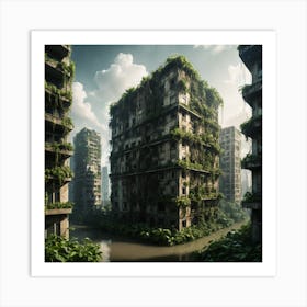 Dystopian City With Overgrown Skyscrapers Art Print