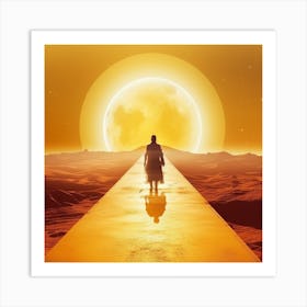 Man Walking In The Desert Art Print