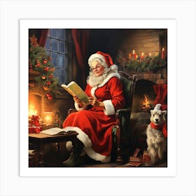 Santa Reading Art Print