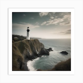 Lighthouse On The Cliff Landscape 1 Art Print