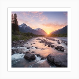 Sunrise Over A River Art Print