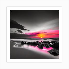 Sunset On The Beach Art Print