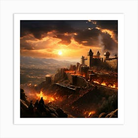 Castle On Fire Art Print