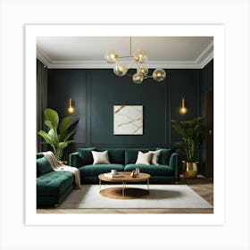 Green Living Room 2 Art Print