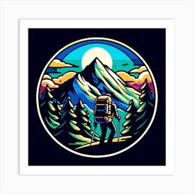 Hiker In The Mountains 4 Art Print