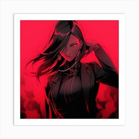 Anime Girl With Black Hair 6 Art Print